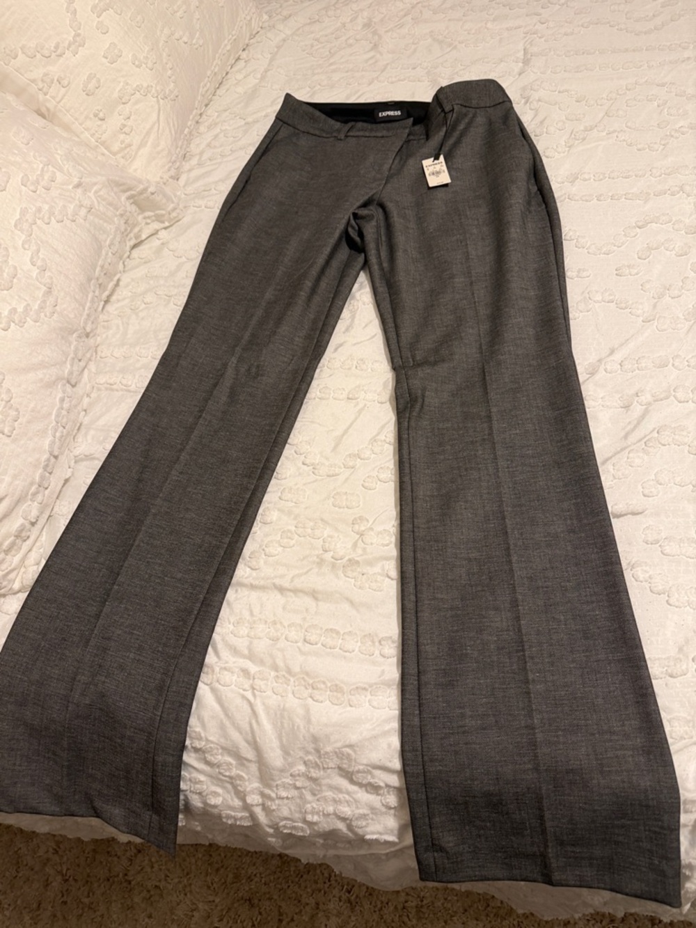 Express Women's Charcoal Gray Flare Dress Pants